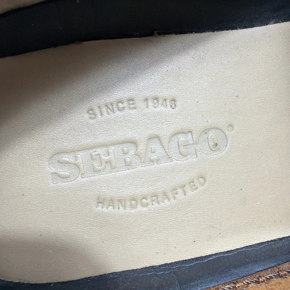 SEBAGO Mens Boat Shoes 8.5 RYDE 2 Mahogany Brown Oiled Leather Loafers Handmade!